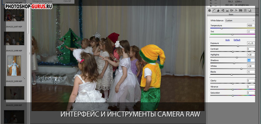 интерфейс модуля Camera Raw